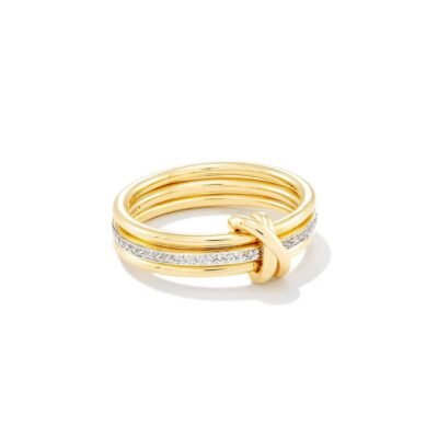 Gold Vermeil Band Ring in White Sapphire
